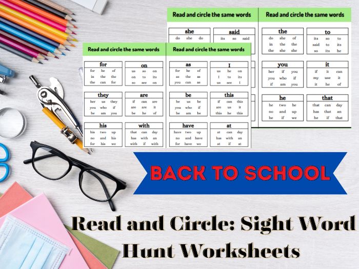 Read and Circle: Sight Word Hunt Worksheets