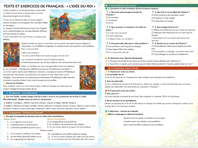 French Reading Comprehension & Language Skills – The King’s Idea (A2–B1)