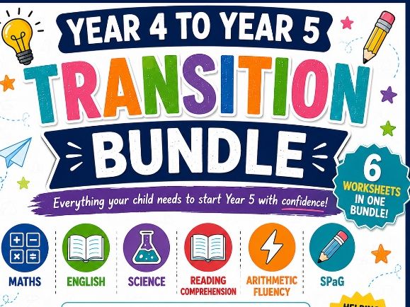 Year 4 to Year 5 Transition Bundle | Maths, English, Science, SPaG & Reading Comprehension | PDF