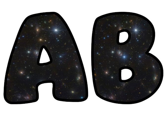 Space Universe Stars Classroom Display | Lettering Set | Upper & Lowercase, 0-9 and Signs