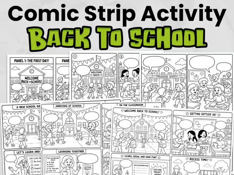 Back to School Comic Strip Writing Activity | Primary Creative Writing | No-Prep First Week