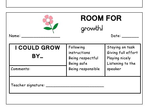 Behaviour Notes Home