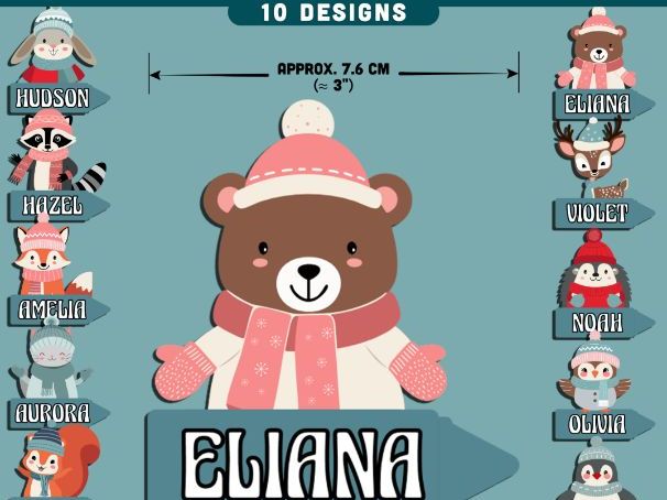 Winter Animal Name Tags, Editable Locker & Cubby Labels, Whimsical Seasonal Classroom