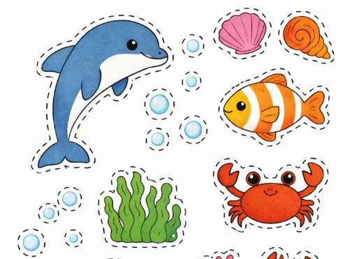 Cut and paste Under the Sea Scene- Fine Motor Skills