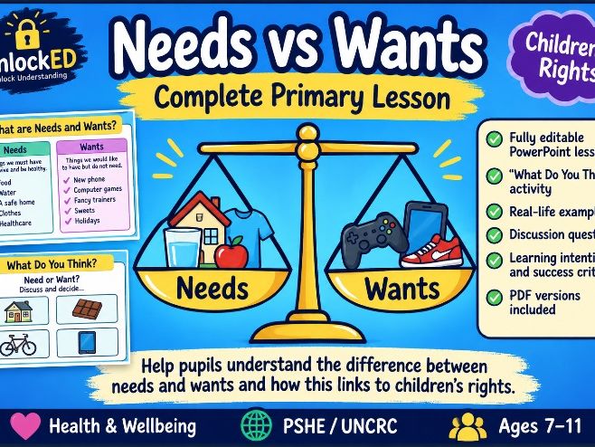 Needs vs Wants – Complete Primary Lesson | Children’s Rights