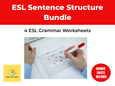 ESL Sentence Structure Bundle | 4 ESL Grammar Worksheets