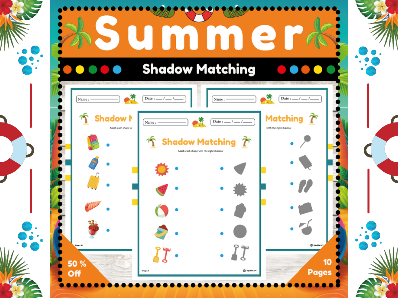 Summer Shadow Matching Game : A Fun Matching Game for End of the Year