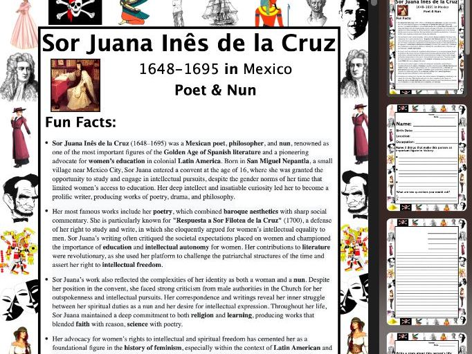 Sor Juana Inês de la Cruz PACKET & ACTIVITIES, Important Historical Figures Series