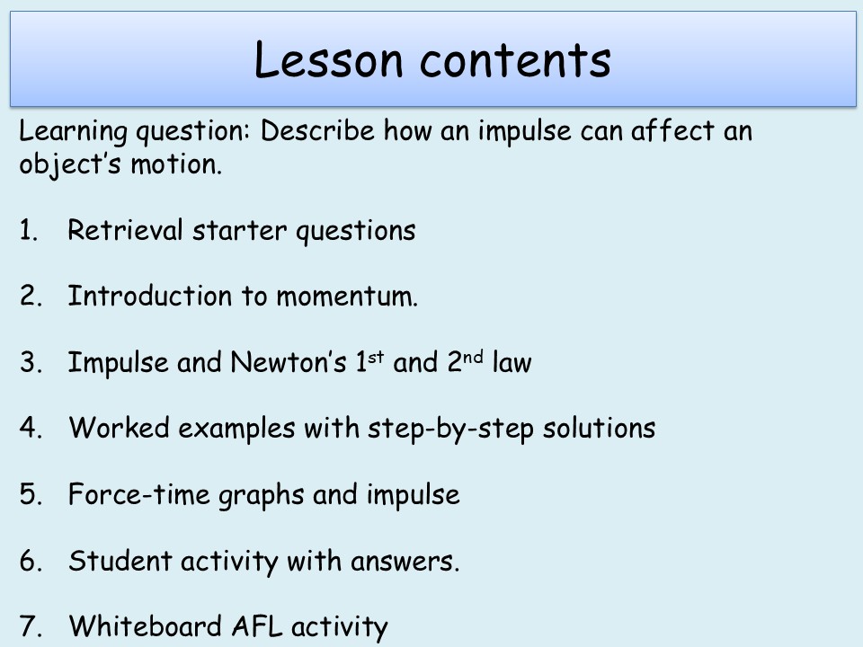 AQA (A-Level) 9.1 Momentum and impulse
