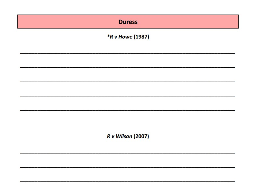 Criminal law - cases and statutes worksheets (AQA A-level law)