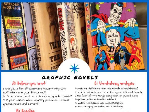 Graphic Novels - English & ESL Reading, Comprehension Check & Vocabulary Review