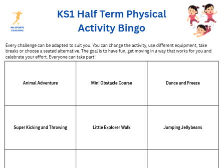 KS1 Half Term Physical Activity Bingo