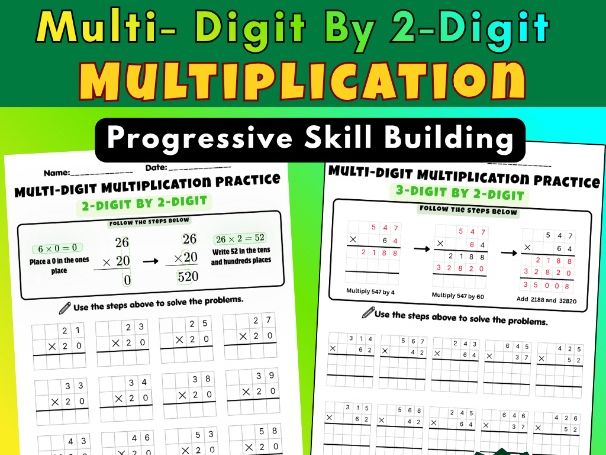 Multi-Digit Long Multiplication | Year 5-6 Maths, KS2 Worksheets