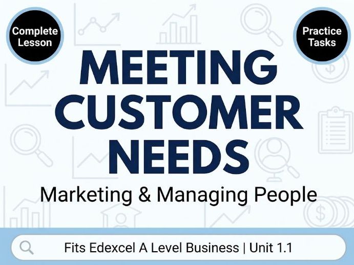 Meeting Customer Needs Worksheet & Study Pack | Complete Solution fits Edexcel Business Theme 1