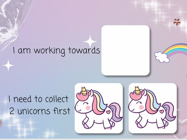 Unicorn Themed Working Towards Board