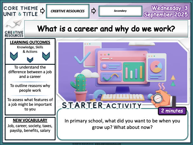 What is a Career and why do we work - Careers lesson