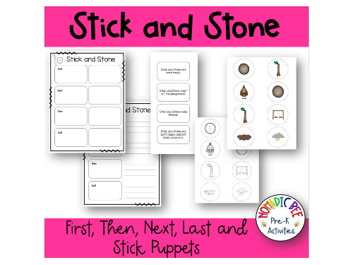 Friendship Day Activities - Stick and Stone - First, Next, Last & Stick Puppets