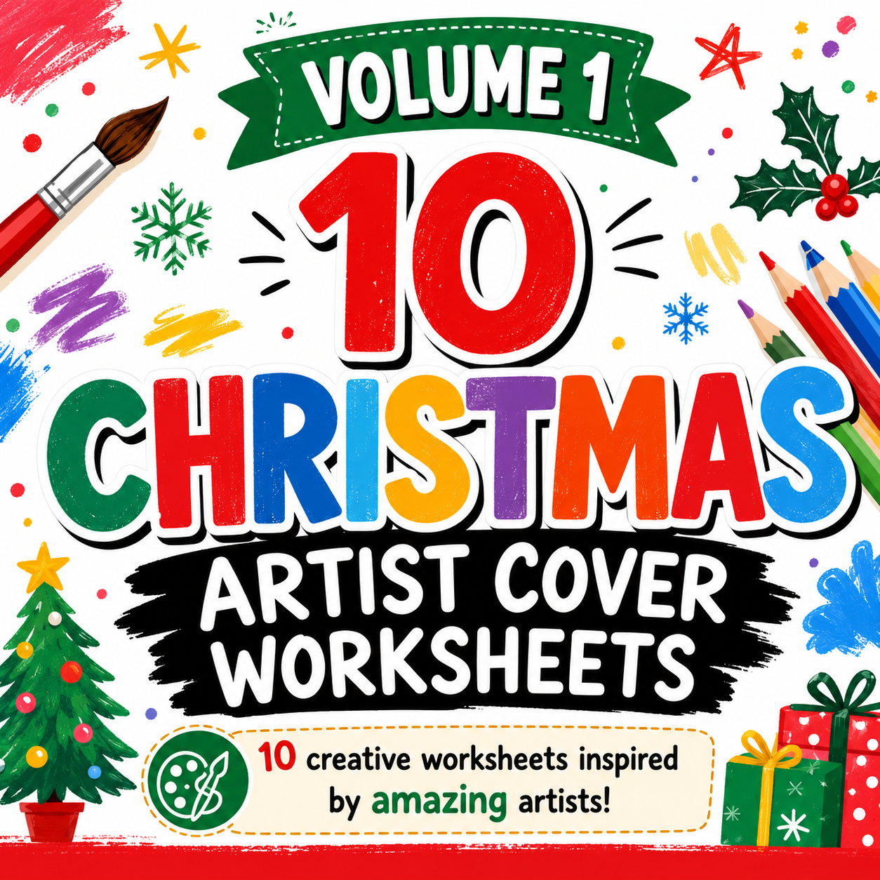 Christmas Artist Cover Work Bundle Volume 1 | 10 KS3 Art Cover Lesson Worksheets