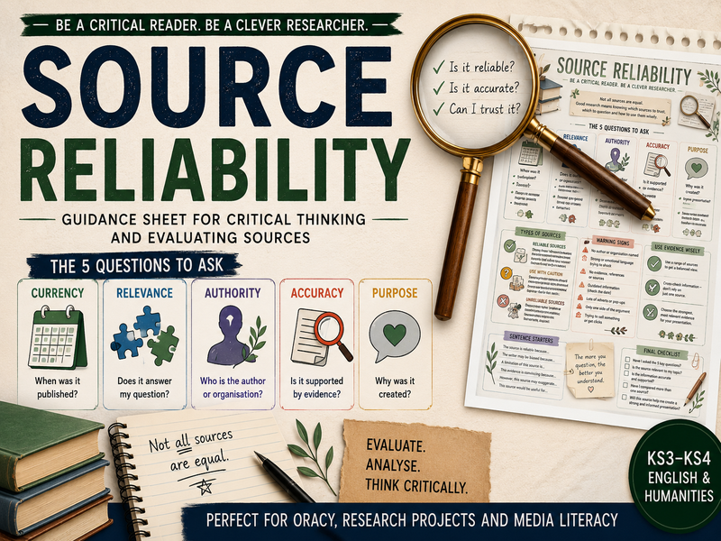 Source Reliability and Critical Analysis Guidance Sheet Oracy & Research Skills KS3–KS4