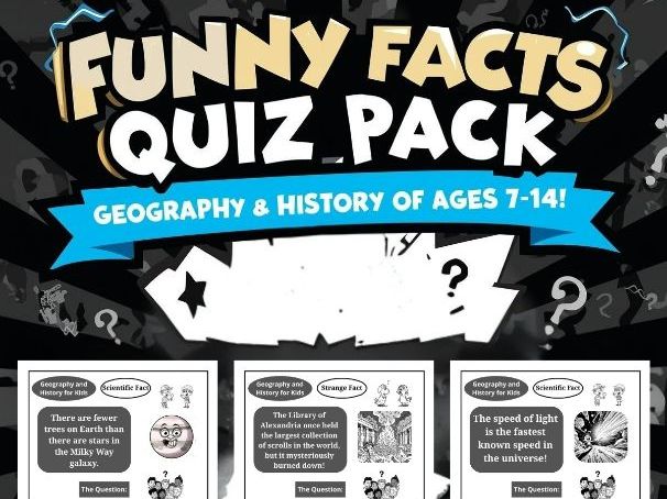 Funny Facts Quiz Pack – Geography & History for Kids (Ages 7–14)