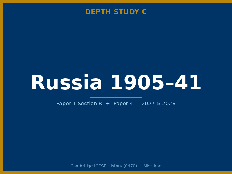 Cambridge IGCSE History 0470 Russia 1905 to 1941 Depth Study C Revision Pack
