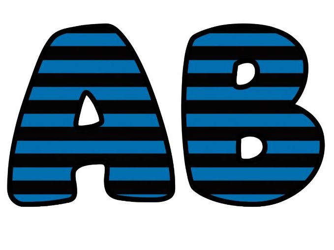 Blue Horizontal Stripes Lettering Set | Classroom Display | Upper & Lowercase, 0-9 and Signs
