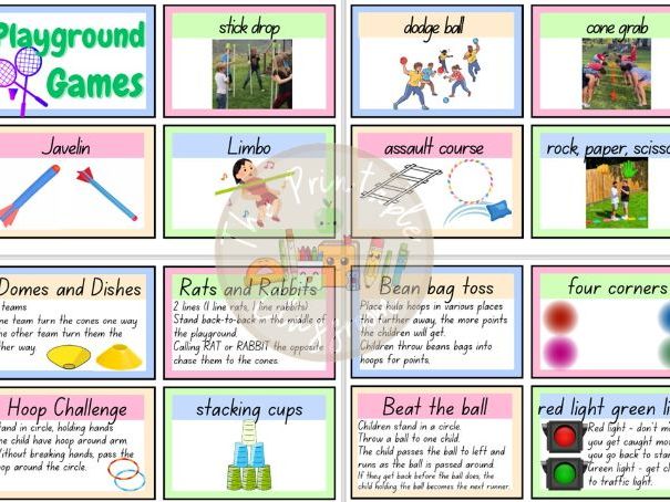 playground games, lunch time activity cards