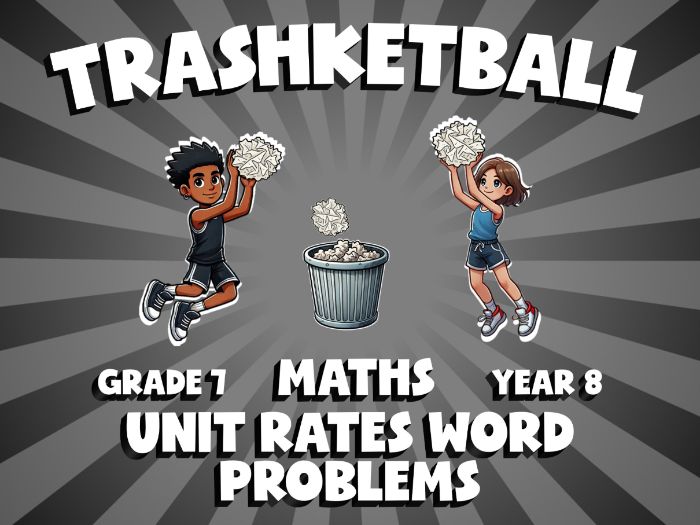 Unit Rates Word Problems TRASHKETBALL Maths Game | No-Prep Year 8 Review Activity