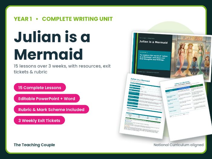 Julian is a Mermaid | Year 1 English Unit | 15 Complete Lessons + Resources + Mark Scheme