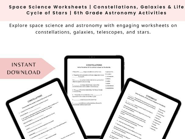 Space Science Worksheets | Constellations, Galaxies & Life Cycle of Stars