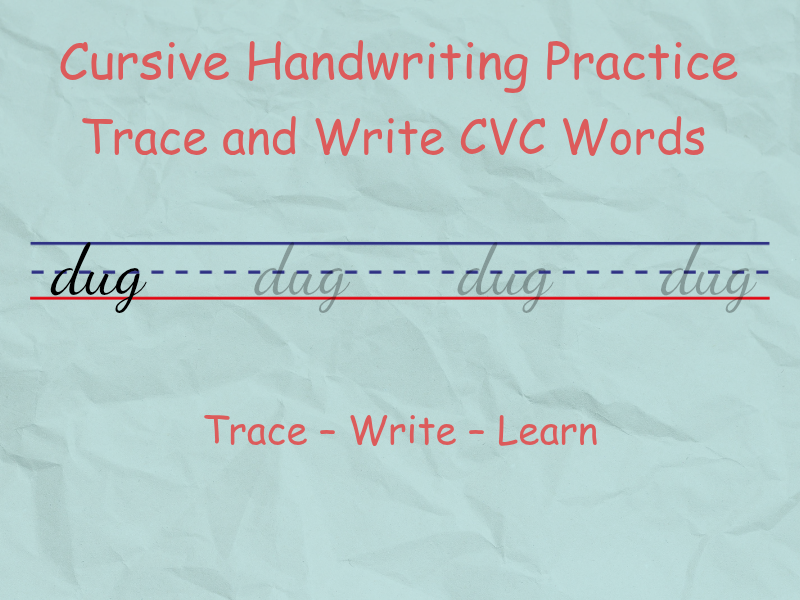 Cursive Handwriting Practice – CVC Word Families Tracing Worksheets