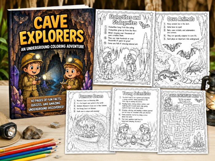 STEM Cave Explorers: An Underground Coloring Adventure | 41-Page Cave Science