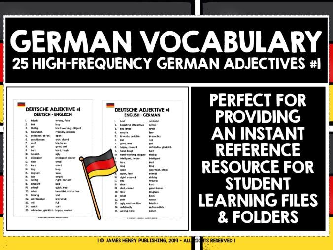 GERMAN ADJECTIVES LIST #1