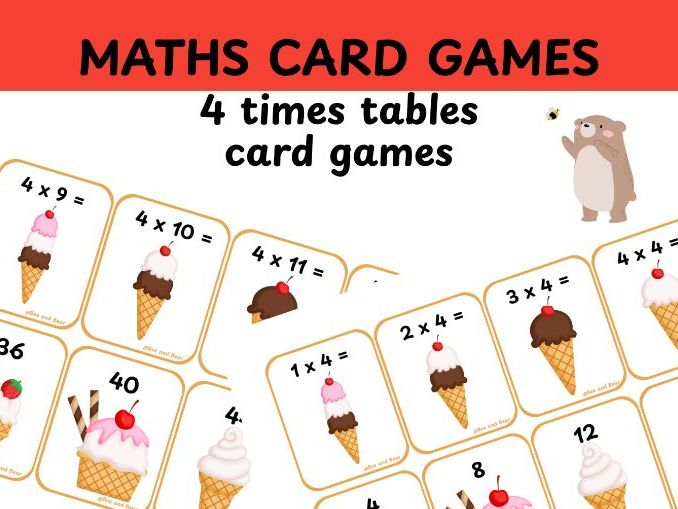 4 times table fun card game resource