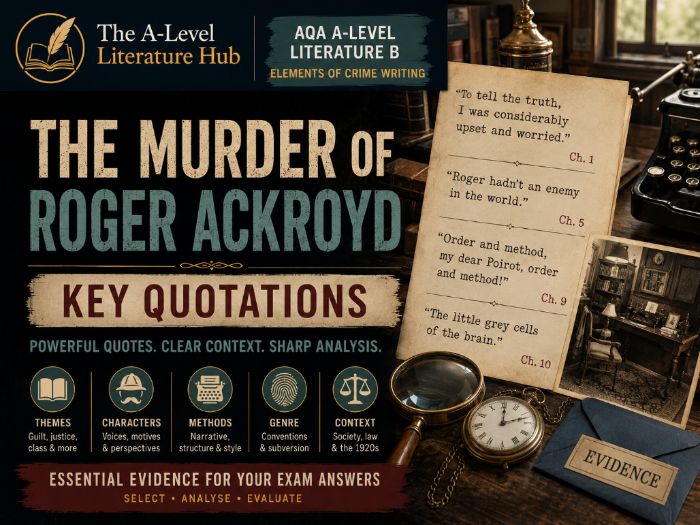 The Murder of Roger Ackroyd: Key Quotations | A-Level Literature B | 30-Slide Revision PowerPoint