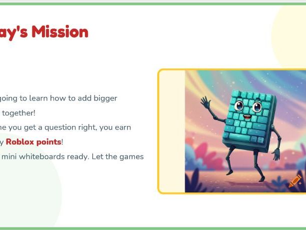 Roblox addition lesson with activity.