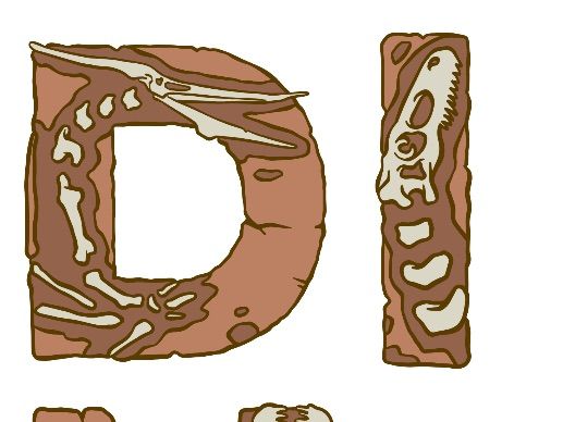 Dinosaur Display Lettering with Fossil Designs