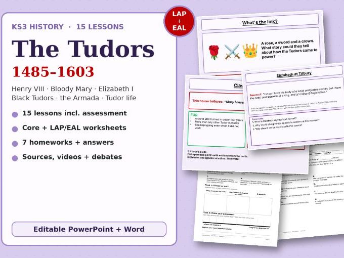 The Tudors: Complete KS3 Scheme of Work (15 Lessons + Homework + Assessment)