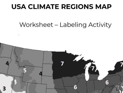 USA Climate Regions Map Worksheet – Geography Labeling Activity (Printable PDF)