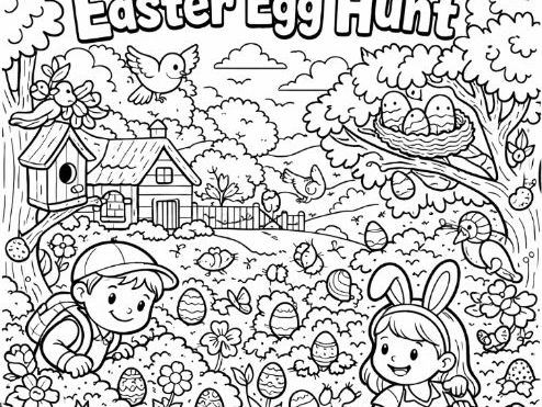 Easter Egg Hunt Colouring Sheet - Count the Eggs!