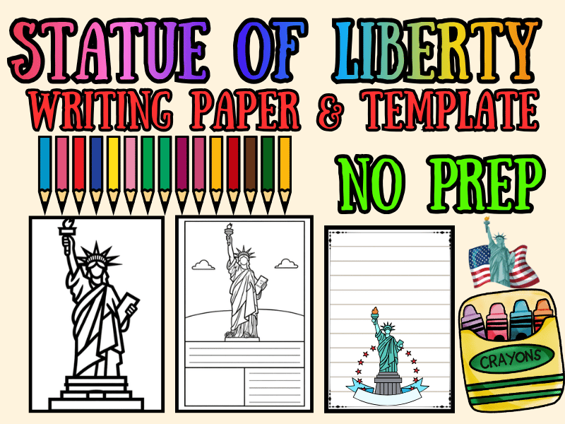 Statue of Liberty Blank Lined Writing Paper & Templates | NO PREP Printables