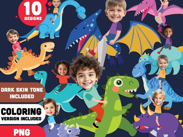 Kids Ride-On Dinosaur Craft, Add Your Own Face