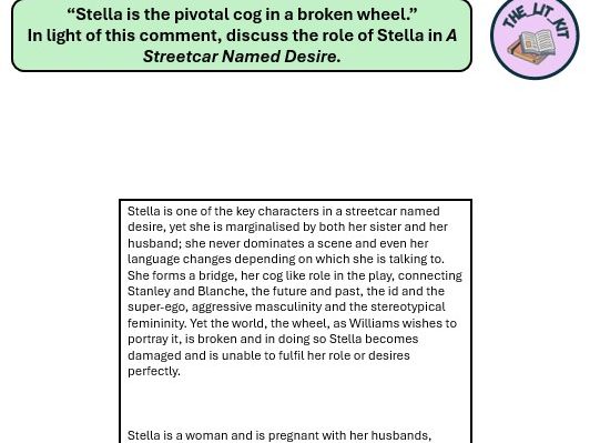 The Role of Stella example essay for annotation - Streetcar