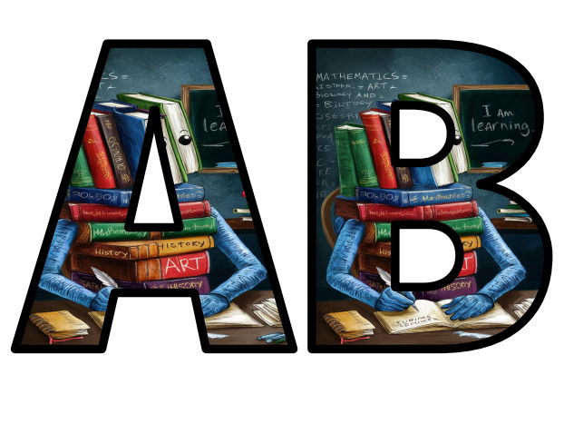 Book Writing Fun Library Books Lettering Set Display Title Letters ...