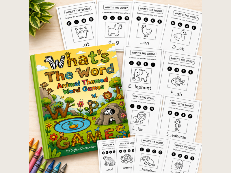 What’s The Word? Animal Themed Word Games | Summer Phonics & Spelling Activities for K–2nd grades