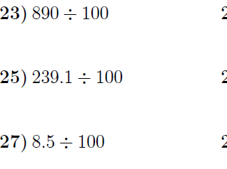 Multiplying and dividing by powers of 10 worksheet (with solutions