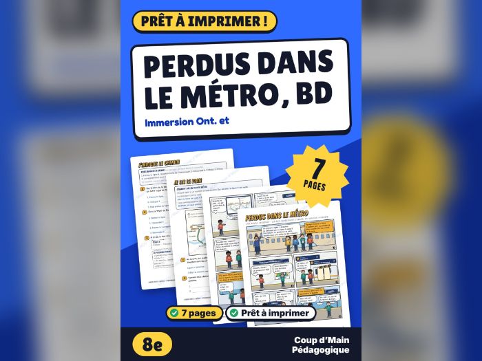 French Immersion Grade 8 Comic | Formal and Informal French, Paris Metro
