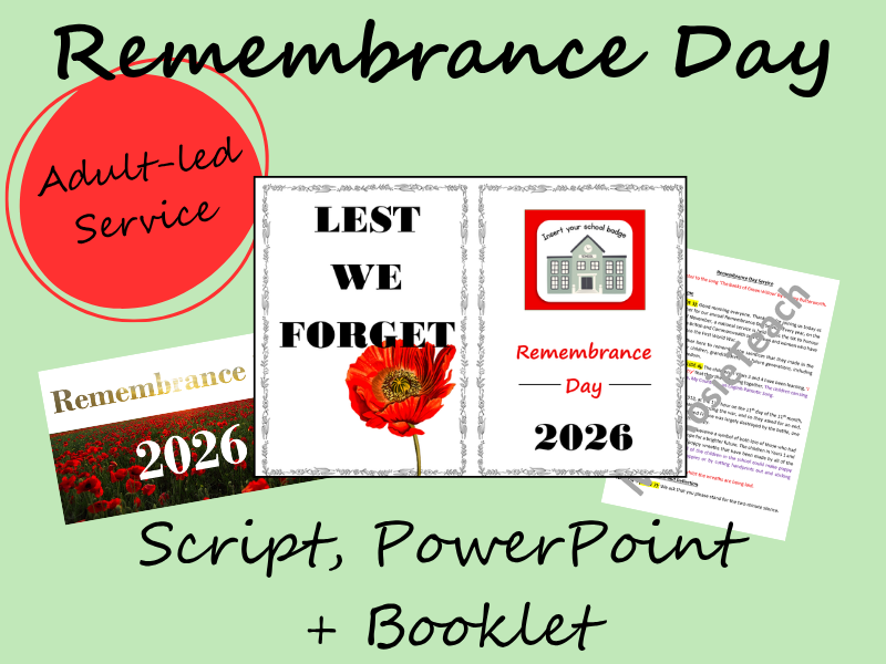 Adult-led Remembrance Day Service (Script, PowerPoint + Booklet)