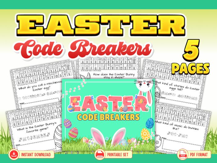 Easter Code Breakers Activity | Spring Cryptogram Puzzles for Kids | Easter Logic and Decoding Works