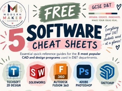 CAD & Design Software Cheat Sheet Bundle FREE classroom-ready reference pack for DT